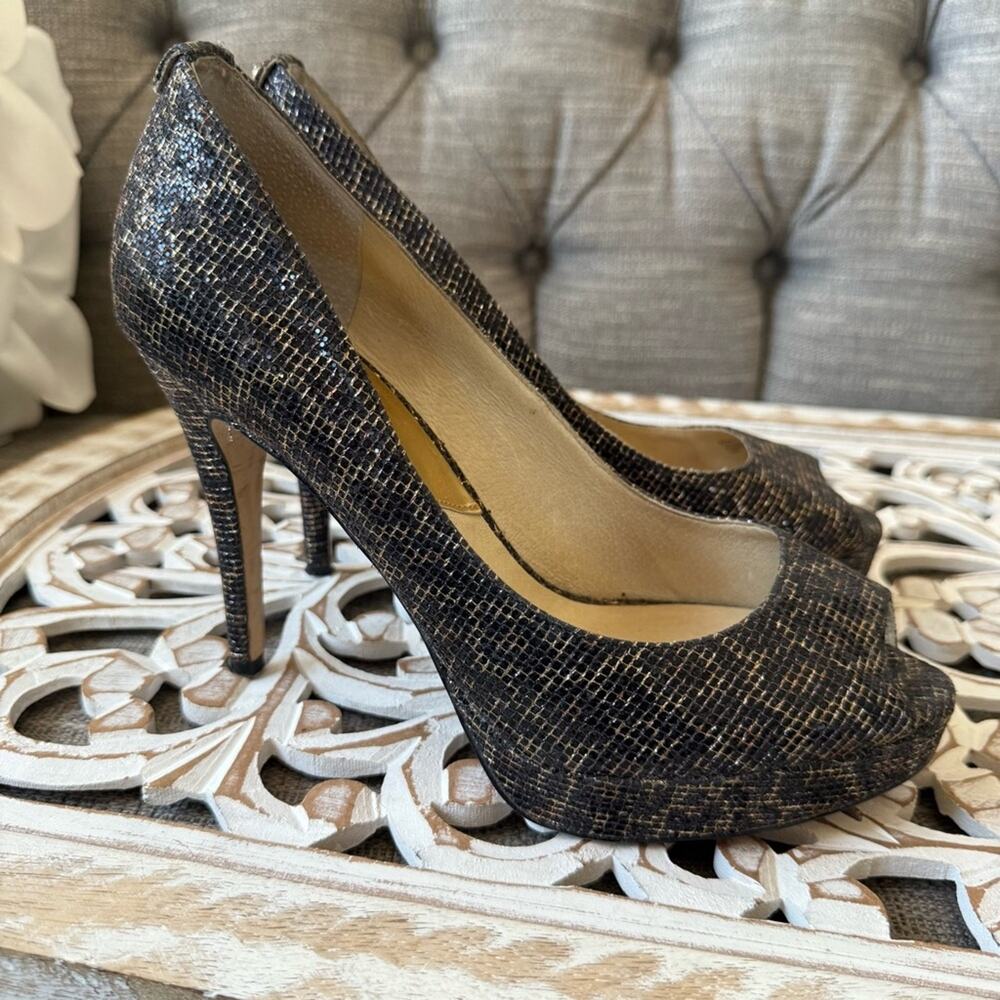 Michael Kors Animal Print Peep Toe High Heels Shoes Women’s 10 - Picture 2 of 10